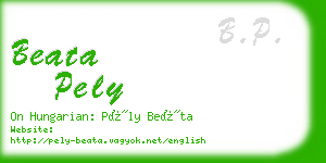 beata pely business card